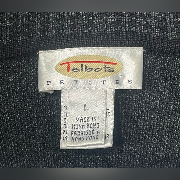 Talbots Cardigan/Talbots sweater size L color black 100% Merino Wool - Picture 4 of 5